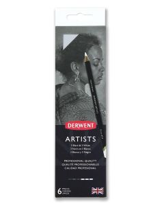 Derwent Professional Quality Artists Pencils 3 Black & 3 White Tin