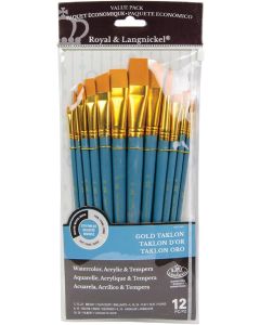 Royal & Langnickel Gold Taklon Paint Brush 12 Set (RSET-9305)