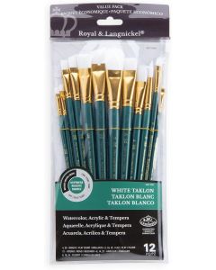 Royal & Langnickel White Taklon Paint Brush 12 Set (RSET-9308)