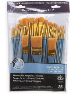 Royal & Langnickel Gold Taklon Paint Brush 25 Set (RSET-9382)