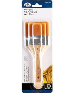 Royal & Langnickel Gold Taklon Flat Brush 3pc Set (RART-140)