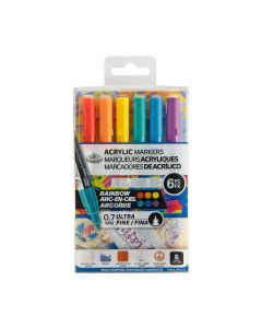 Royal & Langnickel 0.7mm Ultra Fine Tip Acrylic Markers Rainbow Set 6pc