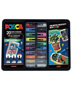 POSCA Paint Markers Pop Colours Collection Tin Set 20pc