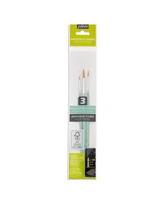 Pebeo Liquid Acrylic Gold Taklon Round Paint Brush Set 3pc