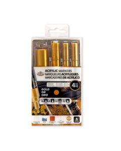 Royal & Langnickel Acrylic Markers Assorted Tip Gold Set 4pc