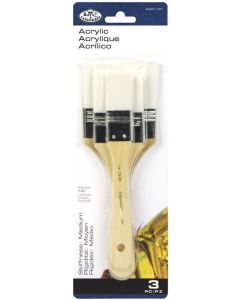 Royal & Langnickel White Taklon Flat Brush 3pc Set (RART-150)