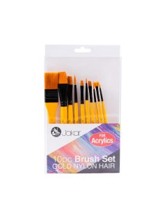 Jakar Gold Nylon Hair Acrylic Paint Brush Set of 10