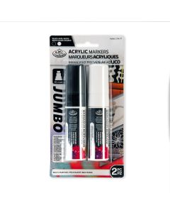 Royal & Langnickel 15mm Jumbo Acrylic Markers Black & White Set 2pc