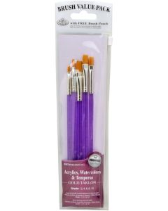 Royal & Langnickel RSET-9133 Gold Taklon Shader Acrylic Handle Brush Set 5pc