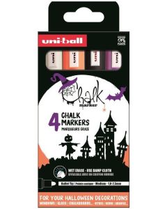 Uni-Ball PWE-5M Liquid Chalk Markers Halloween Set 4pc