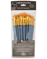 Royal & Langnickel Value Variety Pack Medium Gold Taklon Brush Set of 12