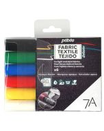 Pebeo 7A Fabric Paint Opaque Marker Assorted Colour Set of 6