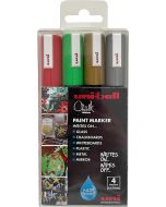 Uni-Ball PWE-5M Chalk Marker Christmas Colours Set 4pc