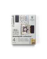 Winsor & Newton Drawing Ink Collection 4pc (Black, White & Metallic)