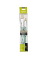 Pebeo Acrylic & Oil White Bristle Flat Paint Brush Set 3pc