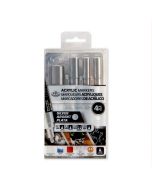 Royal & Langnickel Acrylic Markers Assorted Tip Silver Set 4pc