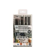 Royal & Langnickel Acrylic Markers Assorted Tip Black Set 4pc